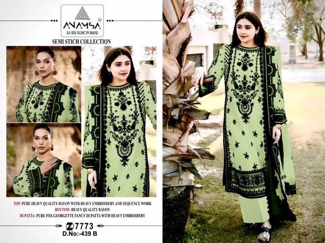 Anamsa 439 A To D Embroidery Rayon Pakistani Suits Wholesale Price In Surat
